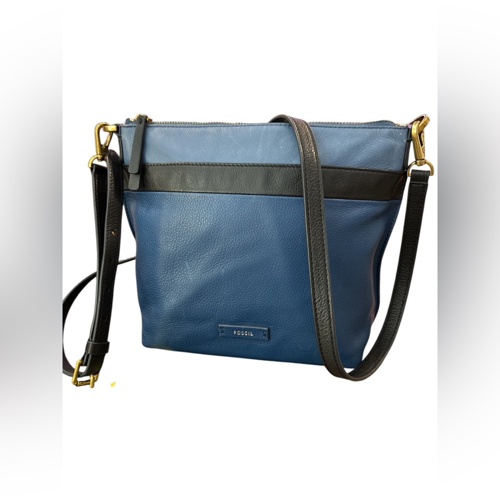Fossil blue and black leather crossbody bag Soft leather